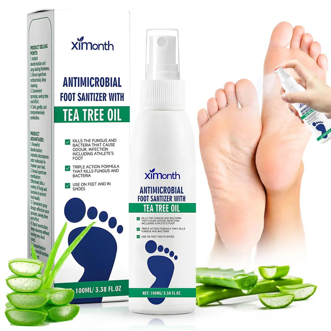 XIMONTH Antimicrobial Foot Sanitizer with Tea Tree Oil 100 ml
